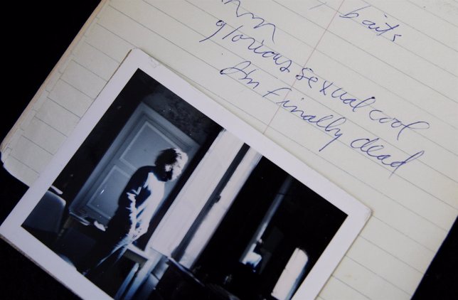 Jim Morrison's last notebook and his last known photograph are displayed at the 