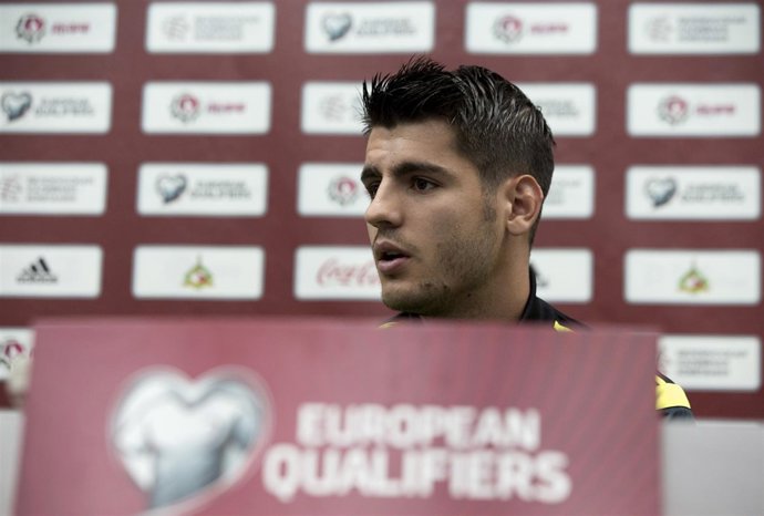 Álvaro Morata con la selección española en rueda de prensa