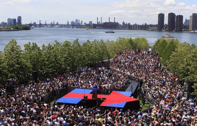 Mitin de la precandidata presidencial demócrata Hillary Clinton en Nueva York