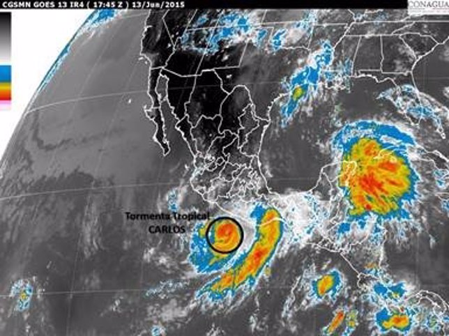 Imagen de satélite del huracán 'Carlos' en aguas del Pacífico mexicano