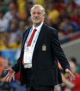 Vicente del Bosque durante el partido ante Chile