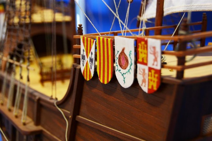 Detalle de la maqueta de la nao Santa María. 