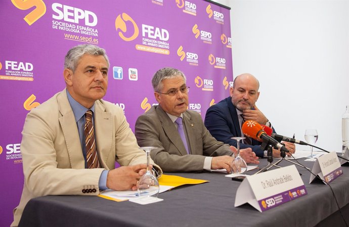 Congreso SEPD Rueda de Prensa, Dr. Raúl Andrade, Dr. Fernando Carballo y Dr. Man