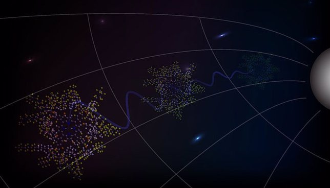 Ilustración de una molécula ante una dilatación gravitacional del tiempo