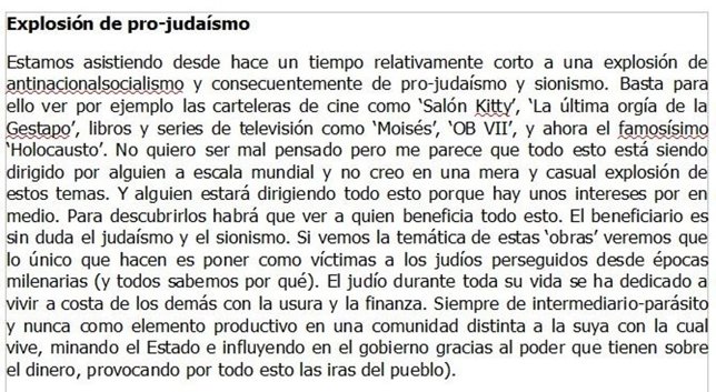 Primer párrafo del artículo que publicó César Augusto Asencio
