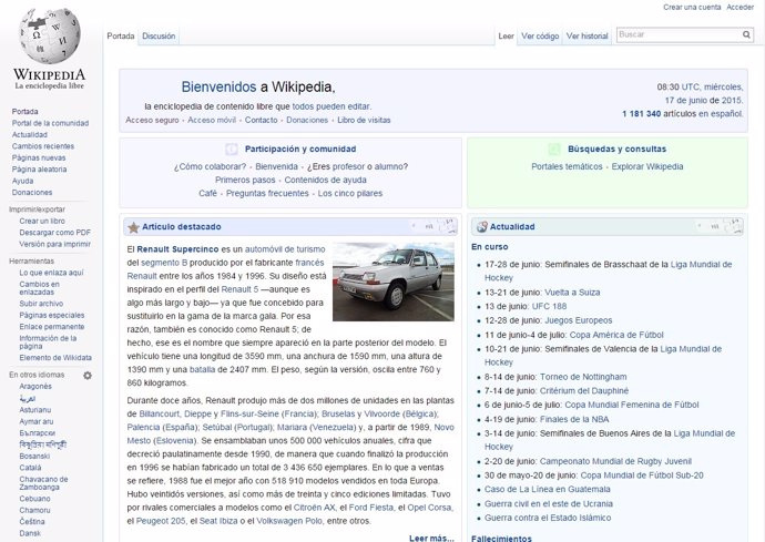 Pantallazo Wikipedia