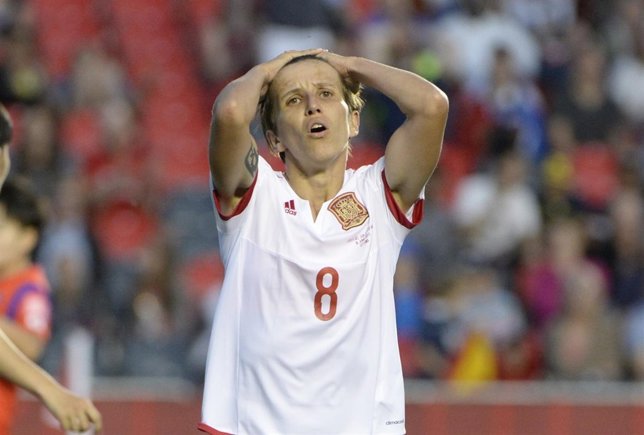 Sonia Bermúdez se lamenta en el España-Corea del Mundial femenino