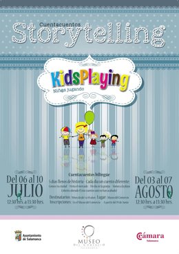 Cartel de los talleres de cuentacuentos bilingüe 