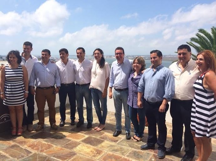 El presidente del PP andaluz, Juanma Moreno, en Ayamonte (Huelva).