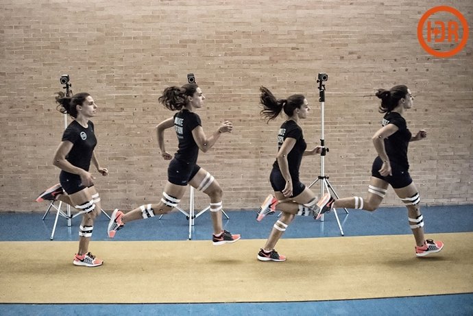 Captación de movimiento de una atleta en carrera
