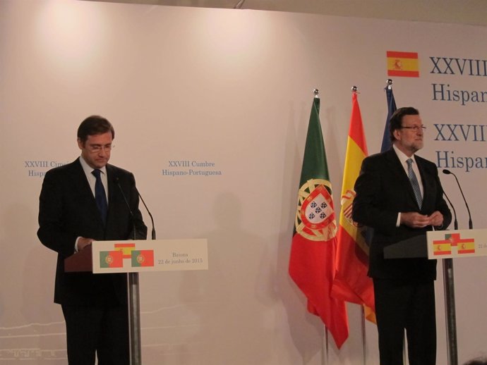 Rueda de prensa de la cumbre hispano-lusa en Baiona (Pontevedra).