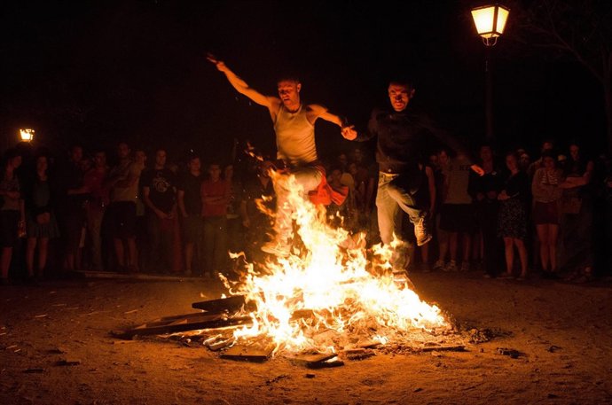 Saint John’s Eve bonfires celebrating summer solstice in Madrid