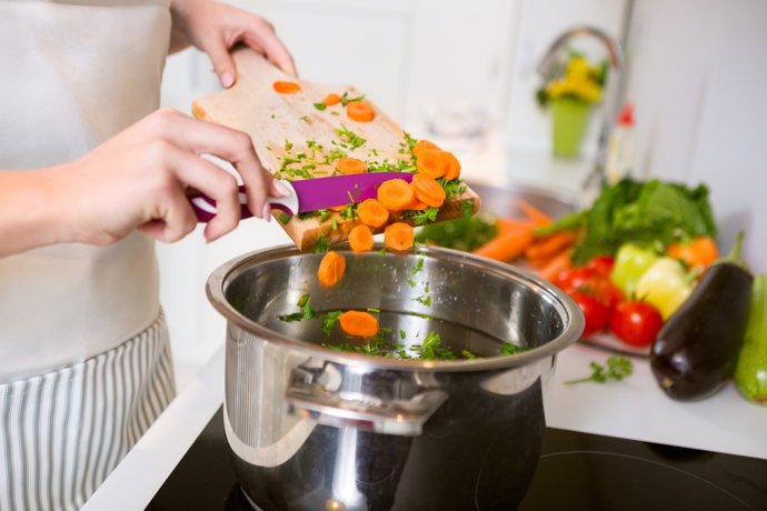 Verduras cocinadas, zanahorias, hortalizas