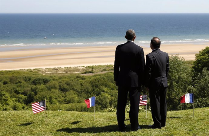 Obama y Hollande, en los actos por el aniversario del Desembarco de Normandía
