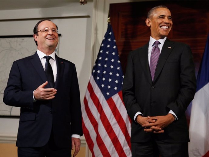 OBAMA RECIBE A HOLLANDE EN LA CASA BLANCA