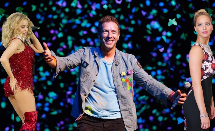 CHRIS MARTIN ENTRE KYLIE MINOGUE Y JENNIFER LAWRENCE