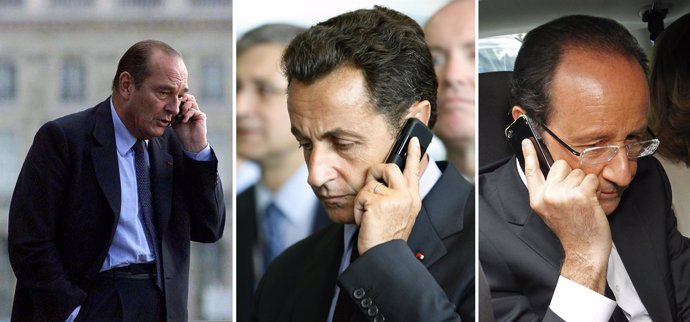 François Hollande, Nicolas Sarkozy y Jacques Chirac