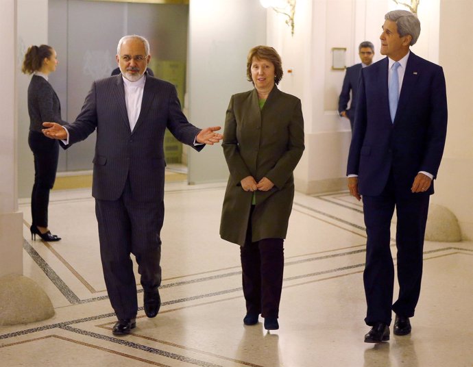 John Kerry, Javad Zarif y Catherine Ashton