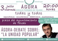 Monedero participará en Toledo en un debate sobre unidad popular
