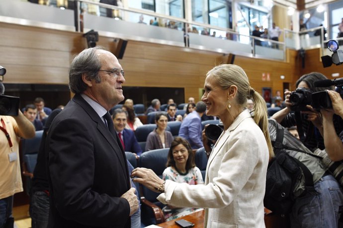 Ángel Gabilondo y Cristina Cifuentes en la Asamblea de Madrid