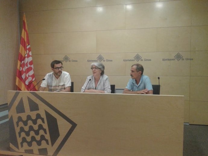 Martí Terés, Maria Mercè Roca y Pere Albertí, concejales de ERC-MES en Girona