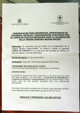 Fotografía del comunicado municipal