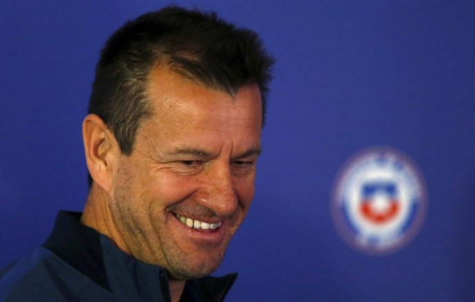 Brazilian soccer team head coach Dunga attends a news conference at Estadio Monu
