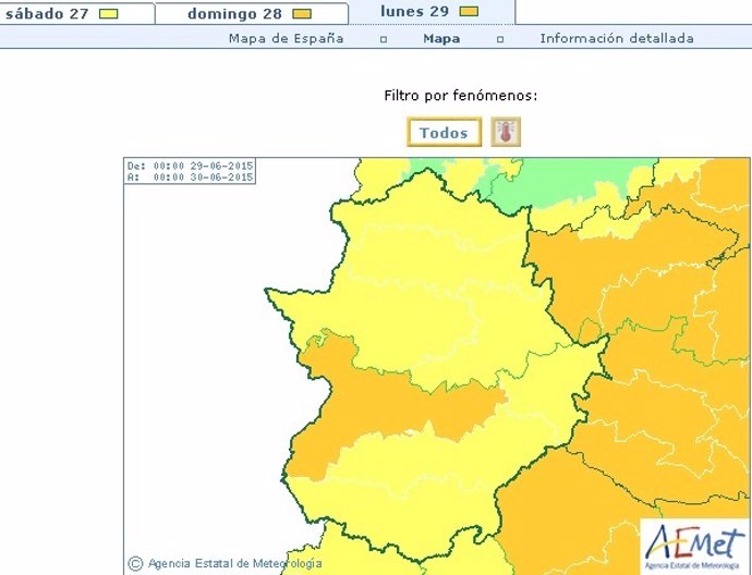 Avisos por altas temperaturas en Extremadura