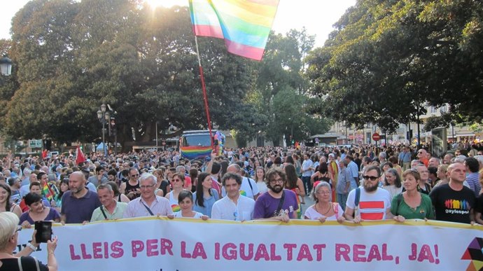 Cabecera de la manifestación del Día del Orgullo LGTB 2015 en Valencia