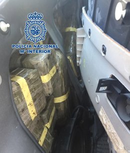 Droga incautada en un coche en Málaga por la Policía Nacional