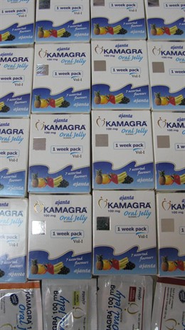 Cajetillas de la viagra ilegal intervenida procedente de India
