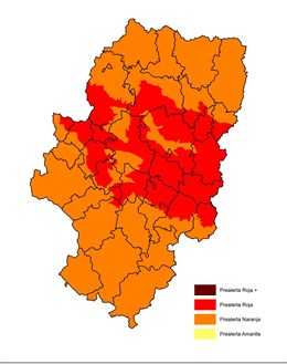 Mapa de riesgo de incendios en Aragón este lunes, 29 de junio de 2015