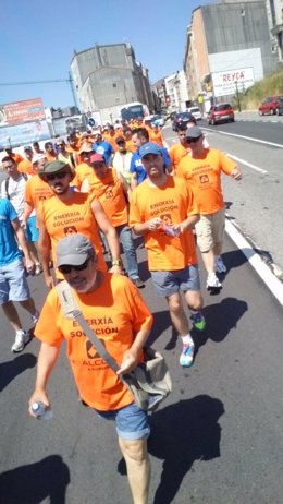 Tercera jornada de la marcha de trabajadores de Alcoa
