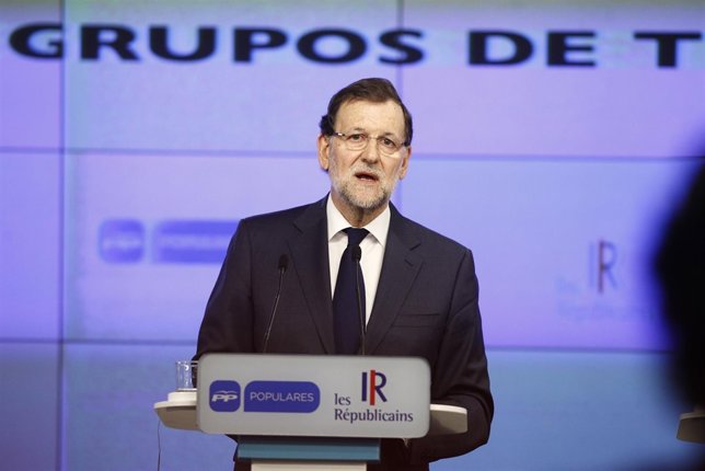 Mariano Rajoy en la sede del PP