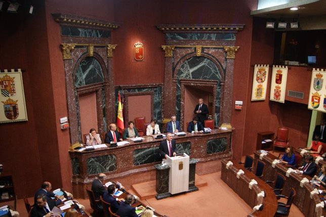 El portavoz del PSOE en la Asamblea, Rafael González Tovar, durante su intervenc