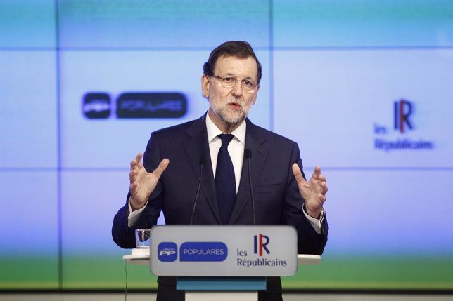 Mariano Rajoy en la sede del PP