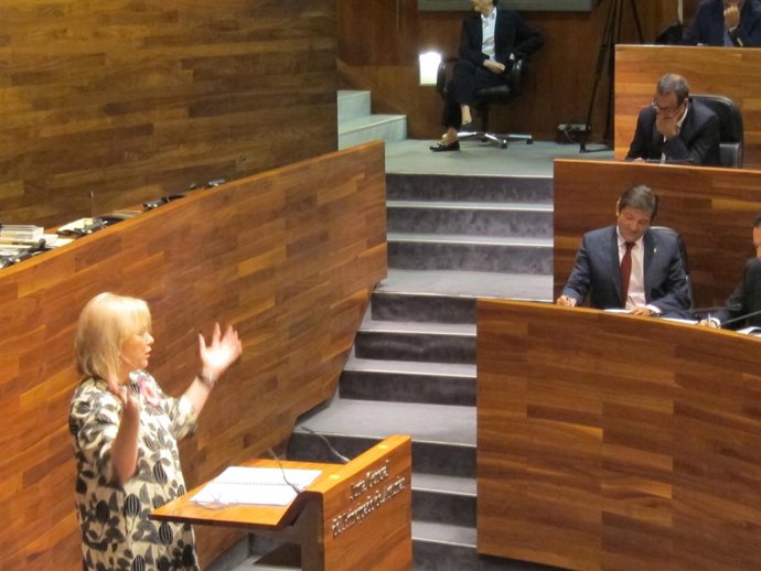 La candidata del PP, Mercedes Fernández, en el Pleno de elección de Presidente.