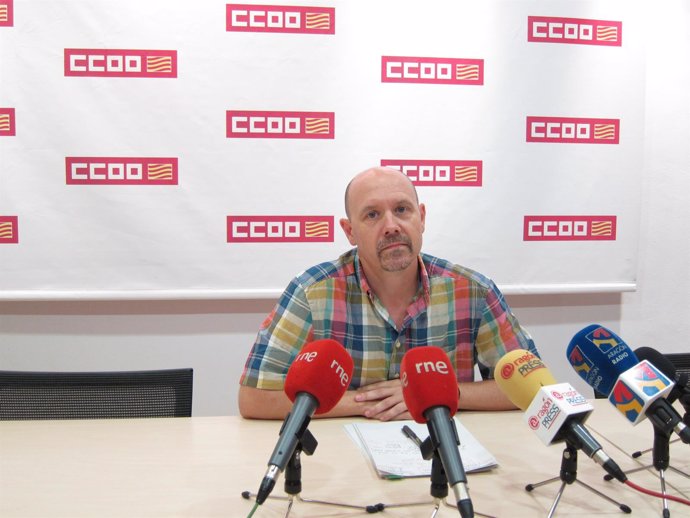 Manuel Pina (CC.OO.-Aragón) este miércoles en rueda de prensa