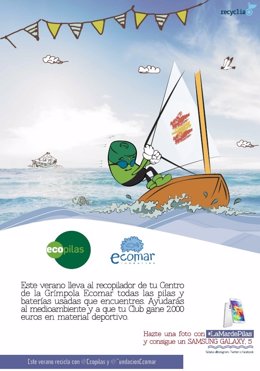 Cartel Ecomar y Ecopilas campaña de recogida en centros de Grímpola Ecomar 2015