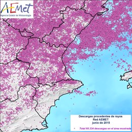 Rayos en junio en la Comunitat Valenciana 