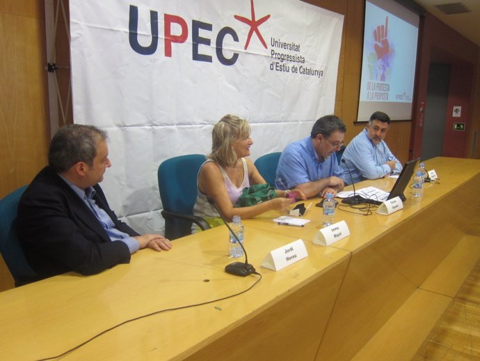 J.Hereu (PSC), I.Mayol (ICV),l periodista F.Espada, J.Puigcercós (ERC)