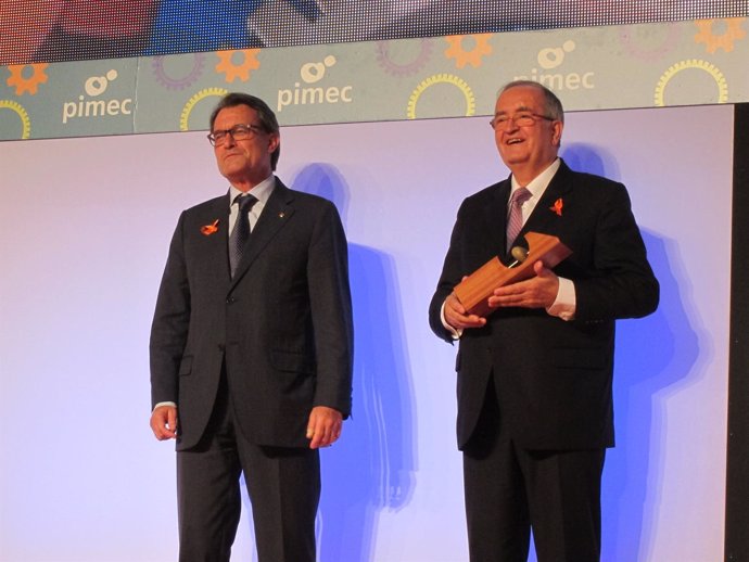 El presidente de la Generalitat Artur Mas y el presidente de Pimec Josep Gonzále