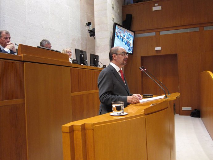 Javier Lambán, durante su discurso