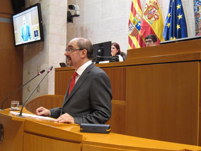 Javier Lambán durante su intervención