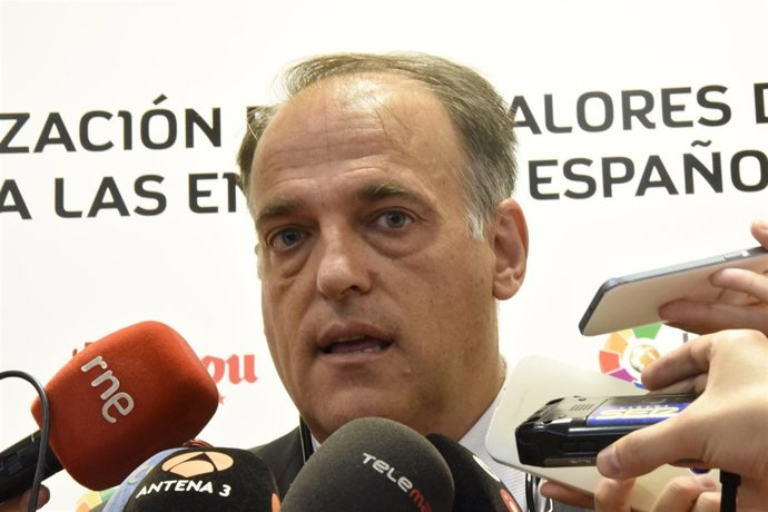 Javier Tebas, presidente de la LFP en un acto publicitario