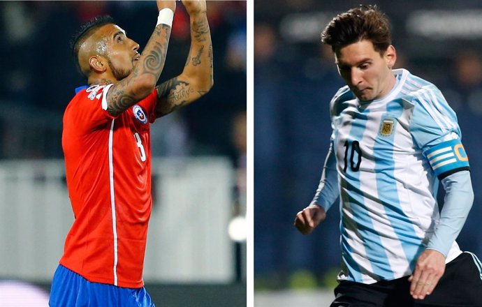 Vidal (Chile) y Messi (Argentina), rivales en la final de la Copa América