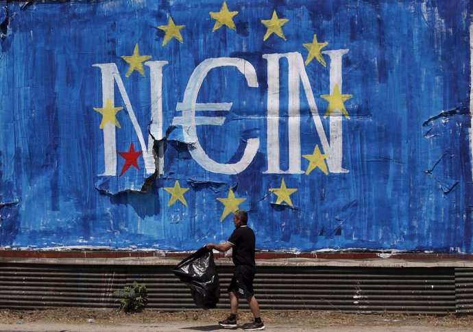 Graffiti a favor del 'no' en Grecia