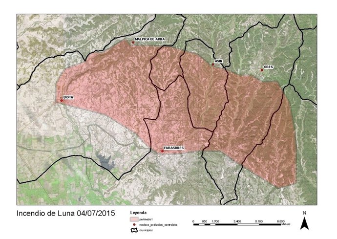 Perimetro del incendio