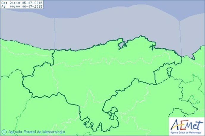 Mapa de Cantabria sin alertas
