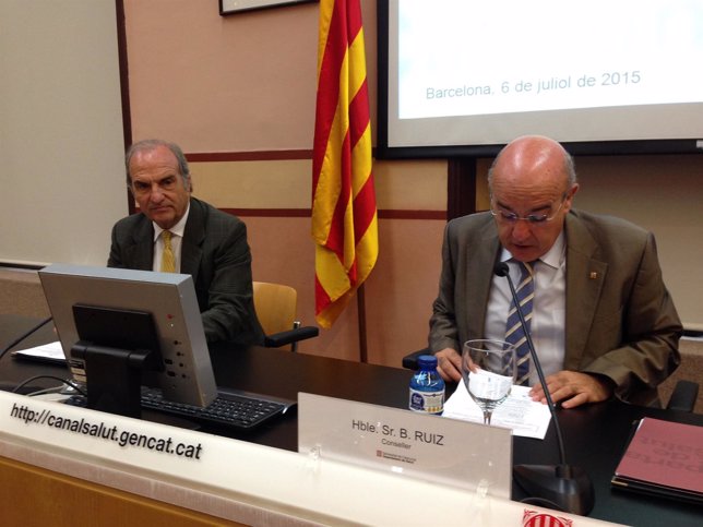 El presidente de Fomento del Trabajo, J.Gay de Montellà, y el conseller B.Ruiz
